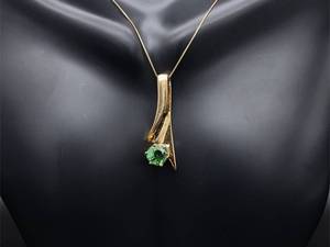 lot 21 image: Natural Green Tourmaline Slide Pendant in 14k Yellow Gold $1599 Retail