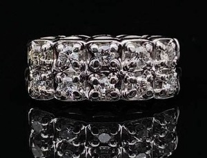 lot 26A image: Double Row Diamond Estate Ring in 14k White Gold $2000 Retail