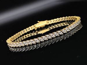 lot 29A image: Channel Set Marquise Cut CZ Tennis Bracelet in 14k Yellow Gold $1675 Retail
