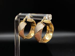 lot 36 image: Classy Italian Tri-Color 14k Gold Hoop Estate Earrings $1299 Retail