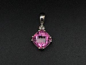 lot 36A image: Pink Topaz and Diamond Estate Pendant in 14k White Gold $999 Retail