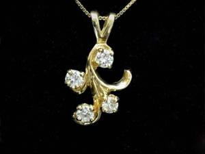 lot 23 image: Diamond Fleurette Estate Pendant in 14k Yellow Gold $1899 Retail