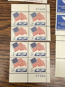 lot 16 image: (17) 5 Cent Plate Blocks