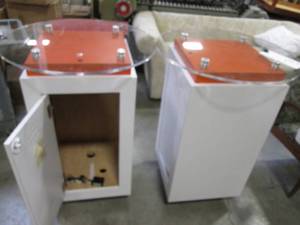 lot 75 image: Lot of (2) Wood Pedestal Kiosk Disp...