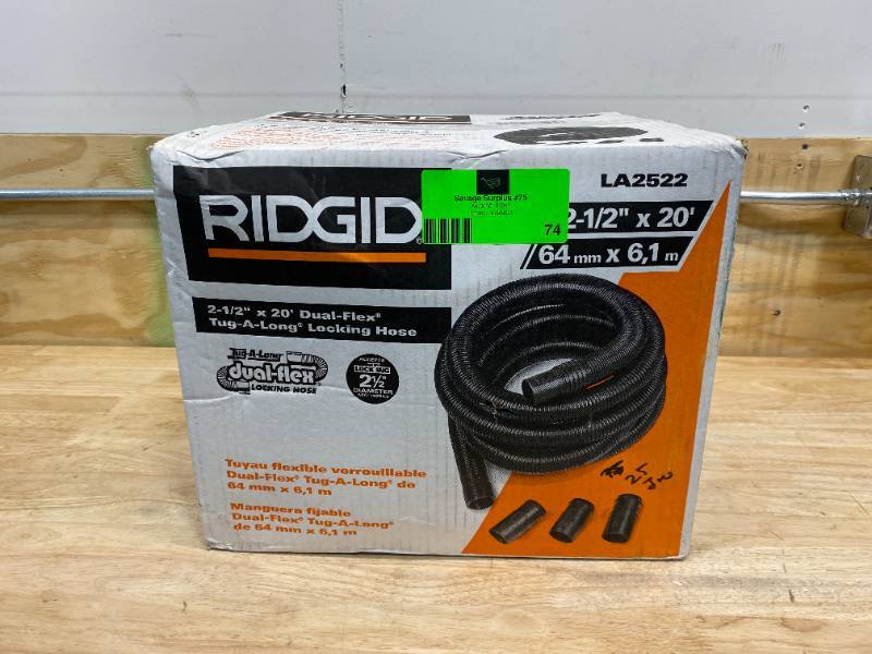 2-1/2 in. x 20 ft. DUAL-FLEX Tug-A-Long Locking Vacuum Hose for RIDGID  Wet/Dry Shop Vacuums