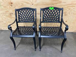lot 17 image: NOBLE HOUSE Hallandale Black 2-Pack Aluminum Outdoor Dining Chair