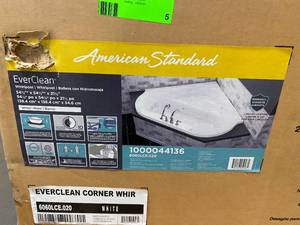 lot 5 image: AMERICAN STANDARD EverClean 77 in. Acrylic Corner Drop-in Whirlpool Bathtub in White