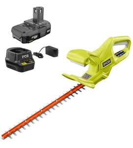 lot 31 image: RYOBI ONE Lithium 18 in. 18-Volt Lithium-Ion Cordless Hedge Trimmer - 1.5 Ah Battery and Charger Included