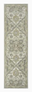lot 49 image: ALLEN  ROTH Brookford 2 x 8 Ivory Soft Green Indoor Medallion Oriental Handcrafted Runner