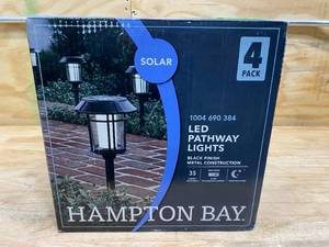 lot 56 image: HAMPTON BAY Solar Black LED Outdoor Post Light 35 Lumens with Double Glass (4-Pack)