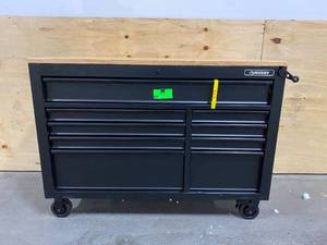 lot 3 image: HUSKY Heavy-Duty 52 in. W 9-Drawer, Deep Tool Chest Mobile Workbench in Matte Black with Adjustable-Height Hardwood Top