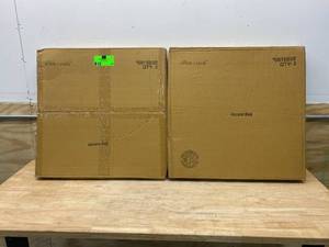 lot 83 image: ALLEN  ROTH Lot of 2 Boxes of-  Brookford 2 x 4 Ivory Soft Green Indoor Medallion Oriental Handcrafted Throw Rugs (2 rugs per box)