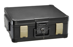 lot 92 image: HONEYWELL 0.39 cu. ft. Molded Fire Resistant and Waterproof Legal Document Storage Chest with Key and Double Latch Lock
