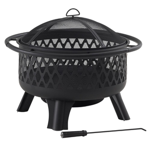 lot 107 image: HAMPTON BAY Piedmont 30 in. Steel Fire Pit in Black with Poker