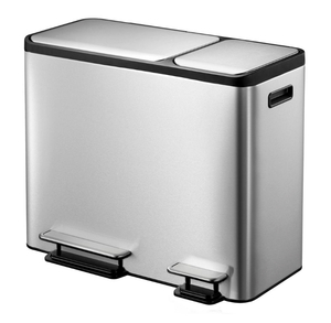 lot 120 image: EKO EcoCasa Stainless Steel Recycle 30 Liter15 Liter (7.9 Gallon3.9 Gallon) Dual Compartment Step Trash Can