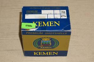 lot 127 image: Full Box of 25 Kemen 20 Gauge Shotshells