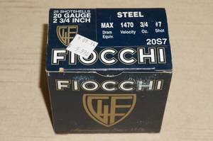 lot 128 image: Full Box of 25 Fiocchi 20 Gauge Shotshells