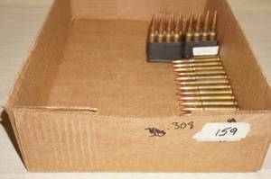 lot 98 image: 7.62 x 51 (.308) Loose Rifle Ammo - 2 Clips