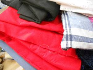 lot 59 image: Fabric Lot - Black and Red Felt, Laces, Cotton, More