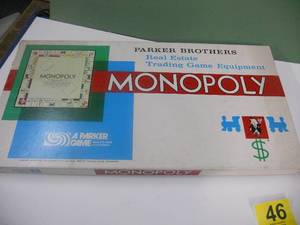lot 46 image: 1970s Monopoly game with metal placemarkers