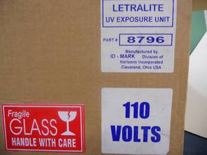 lot 7 image: Letralite UV Exposure Unit Part# 8796 110 Volts - New in Box - Use for making film for granite sandblasting, etc