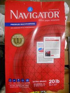 lot 22 image: 500 Sheets Navigator Extra Bright 20 LB 11x17 Premium Multipurpose Paper