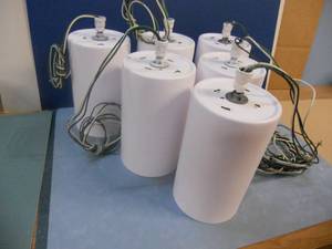 lot 9 image: 6 Canister Light Fixtures - 9-34 Canister plus 2 Fitting - Very Modern Looking and Bright White Color