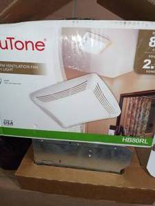 lot 2 image: 80 CFM Ceiling Bathroom Exhaust Fan with Light by Broan-NuTone- open box not used