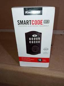 lot 4 image: SmartCode 913 Venetian Bronze Single Cylinder Electronic Deadbolt Featuring SmartKey Security by Kwikset-  open box not used