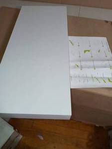 lot 7 image: Ravello 24 in. x 2 in. zBoard Paperboard Wall Shelf Decorative Floating Shelf in Natural White by Way Basics- open box not used