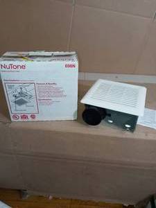 lot 8 image: 50 CFM WallCeiling Mount Bathroom Exhaust Fan by Broan-NuTone- open box not used