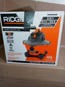 lot 18 image: 6 Gal. 3.5-Peak HP NXT WetDry Shop Vacuum with Filter, Hose and Accessories by RIDGID - open box
