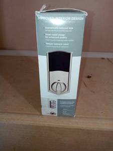 lot 28 image: SmartCode 913 Satin Nickel Single Cylinder Electronic Deadbolt Featuring SmartKey Security by Kwikset- open box not used