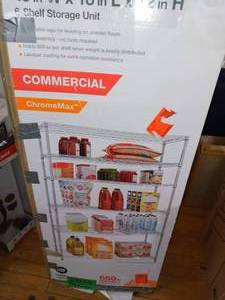 lot 34 image: Chrome 6-Tier Heavy Duty Metal Wire Shelving Unit (48 in. W x 72 in. H x 18 in. D) by HDX- open box not used