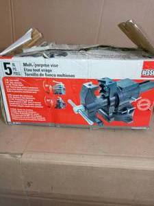 lot 35 image: 5 in. Multi-Purpose Rotating Pipe and Bench Vise with Swivel Base by BESSEY- open box not used