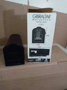 lot 67 image: Parsons Medium, Plastic, Post Mount Mailbox, Black by Gibraltar Mailboxes- open box not used
