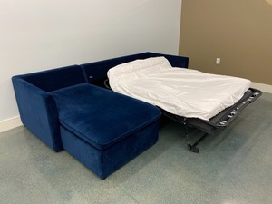 Navy Blue Velvet Sleeper Sofa by Article