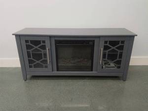 Gray Media Console with Fireplace