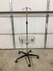 lot 3 image: MSRP $500 ZIMMER Heavy Duty Telescoping 4-Hook IV Pole wRare Basket Attachment - Great Condition