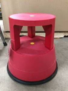 lot 13 image: The XtendClimb Stable Two Tier Rolling Step Stool - Red - Like New Condition