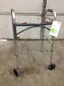 lot 20 image: MSRP $100 McKesson Aluminum 32 to 39 H Folding Walker up to 350 lbs&nbspLike New Condition