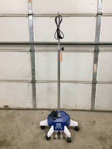 lot 21 image: WOW MSRP $3000&nbspOmnimed 741314 Pneumatic Irrigation Bag Power Lifter IV Pole Lift Assist Tower - Good Working Condition