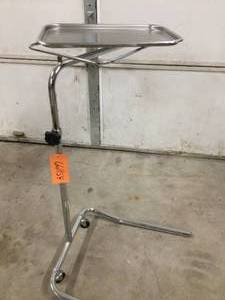 lot 25 image: Pedigo&nbspMobile&nbspSingle-Post Instrument Mayo Stand Height Adjustable - Tray Is Removable - Great Condition