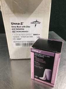 lot 32 image: MSRP $120 1 Open Case (12 Boxes)&nbspMedline Unna-Z Unna Boot Bandage WZinc Oxide & Calamine - Impregnated W Zinc Oxide & Calamine Maintains Moist Healing & Provides Light Compression For Venous Leg Ulcers