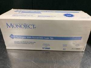 lot 59 image: 1 Box MONOJECT 12 cc Syringes With Eccentric Luer Tip