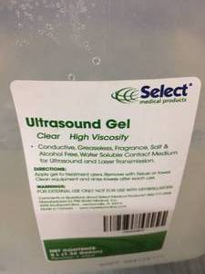 lot 61 image: Select Ultrasound Gel Clear High Viscosity Partial Gallon Size