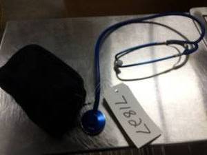 lot 73 image: Blue Stethoscope & Blood Pressure Monitor In Bag
