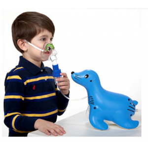 lot 47 image: NEW IN BOX Philips Respironics Sami the Seal Pediatric Compressor Nebulizer with SideStream Nebulizers & Tucker Face Mask - Box Has Slight Damage