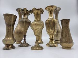 8 Beautiful Vintage Brass 6 to 12 Vases
