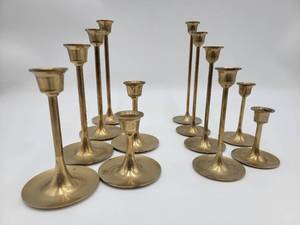 12 Vintage Brass 3 to 8 Candle Stick Holders